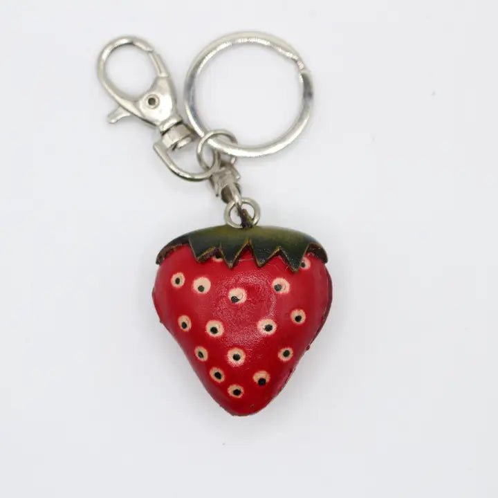 Leather Strawberry Key Chain Purse Charm - Vintage Vault Boutique