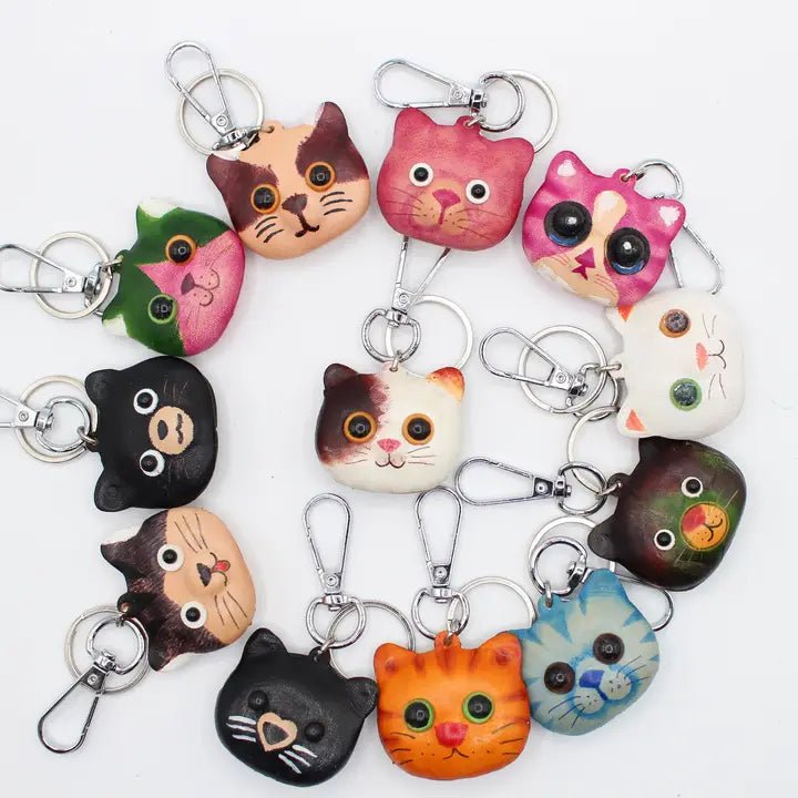Leather Kitty Cat Key Chains - Vintage Vault Boutique