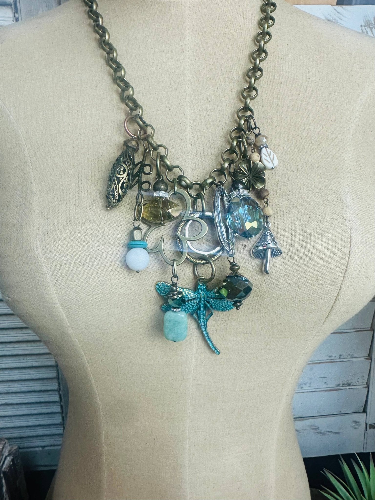 Gypsy Junk Originals - Dragonfly Necklace - Vintage Vault Boutique