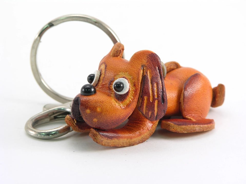 Leather Laying Dog Key Chain - Vintage Vault Boutique