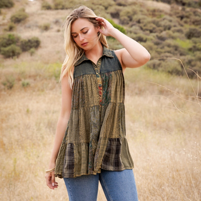 Boho Sleeveless Patchwork Top