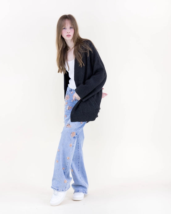 Black Slant Pocket Sweater Cardigan