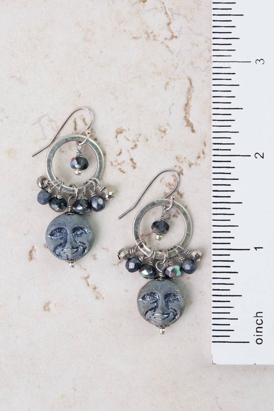 Czech Glass Moon Cluster Earrings E131 - Vintage Vault Boutique