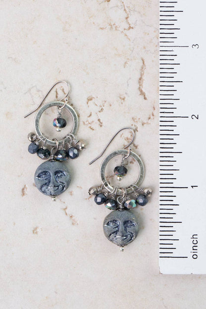 Czech Glass Moon Cluster Earrings E131 - Vintage Vault Boutique