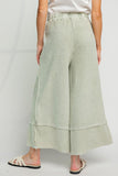 Wide Leg Upside Down Terry Knit Palazzo Pants FADED OLIVE