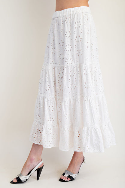 White Eyelet Tiered Skirt