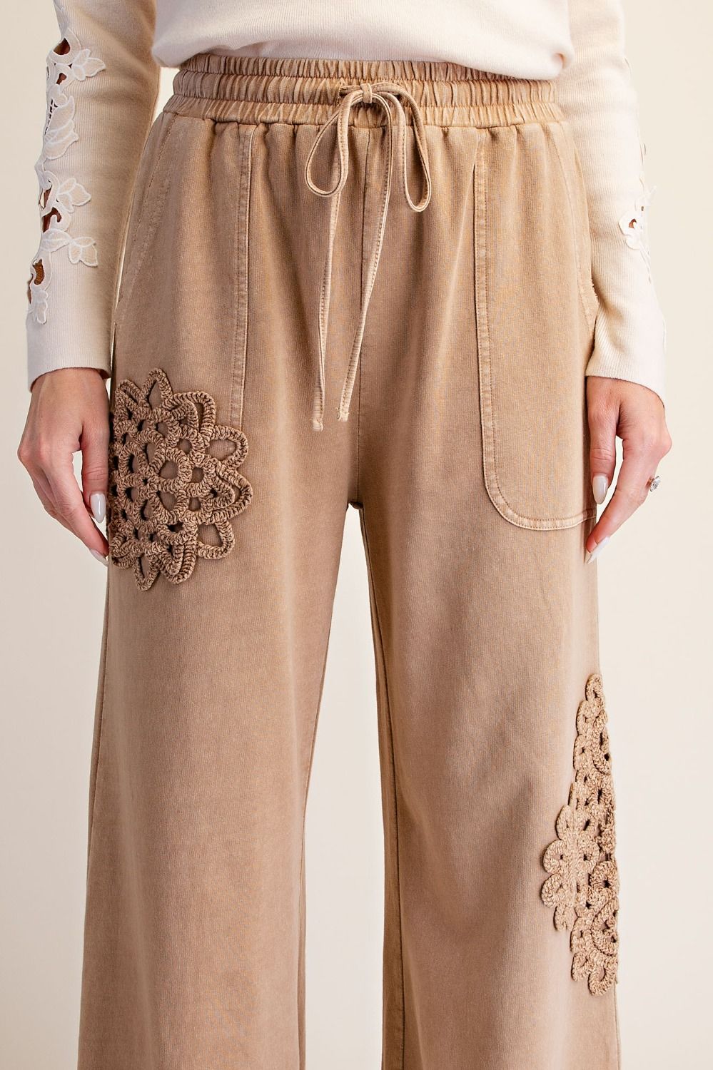 Crochet Patch Knit Pants