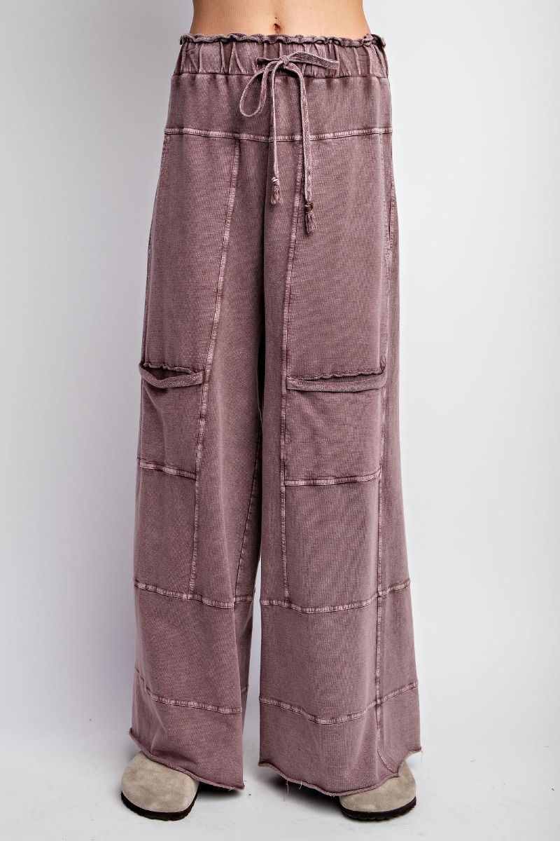 Mineral Wash Terry Knit Cargo Sweatpants  Faded Plum