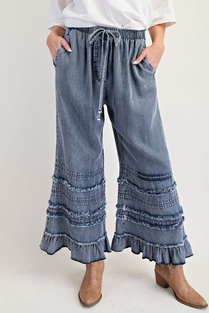 Fray Washed Chambray Pants