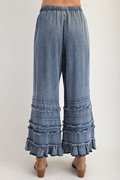 Fray Washed Chambray Pants