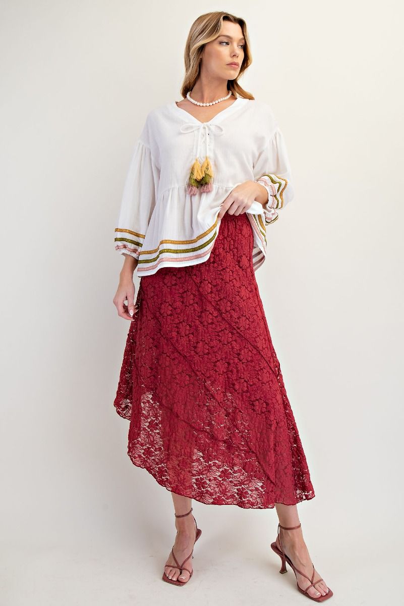 Moroccan Red Lace Skirt