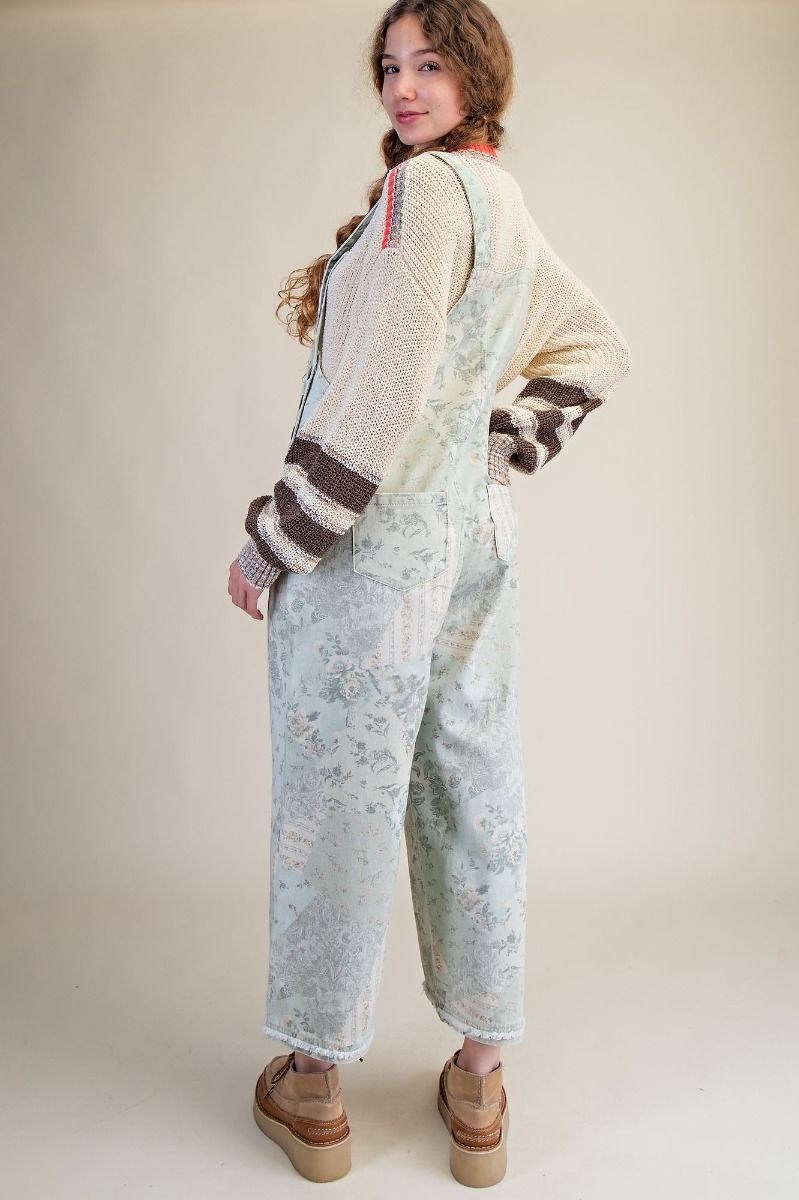 Sage Floral Overalls