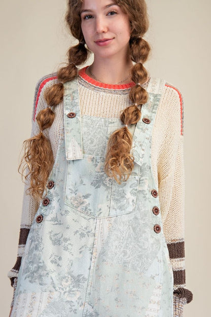 Sage Floral Overalls
