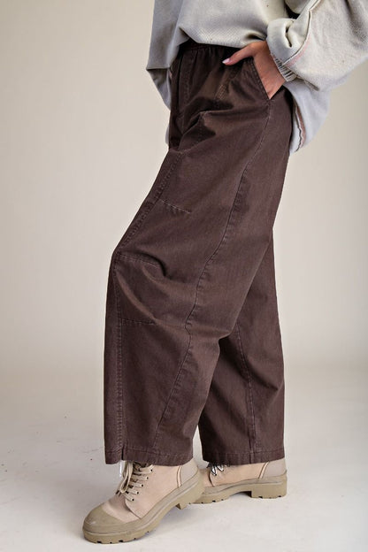 Brown Pull On Barrel Pant