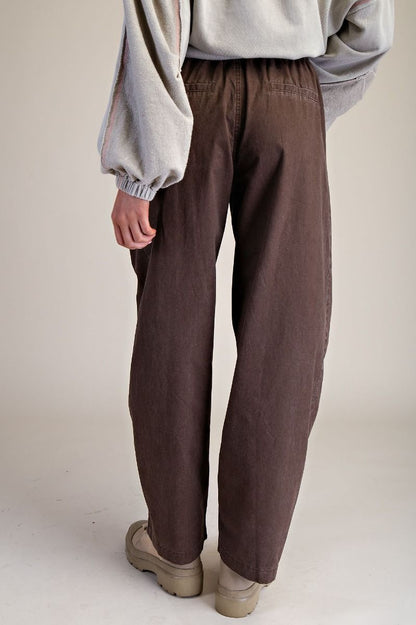 Brown Pull On Barrel Pant
