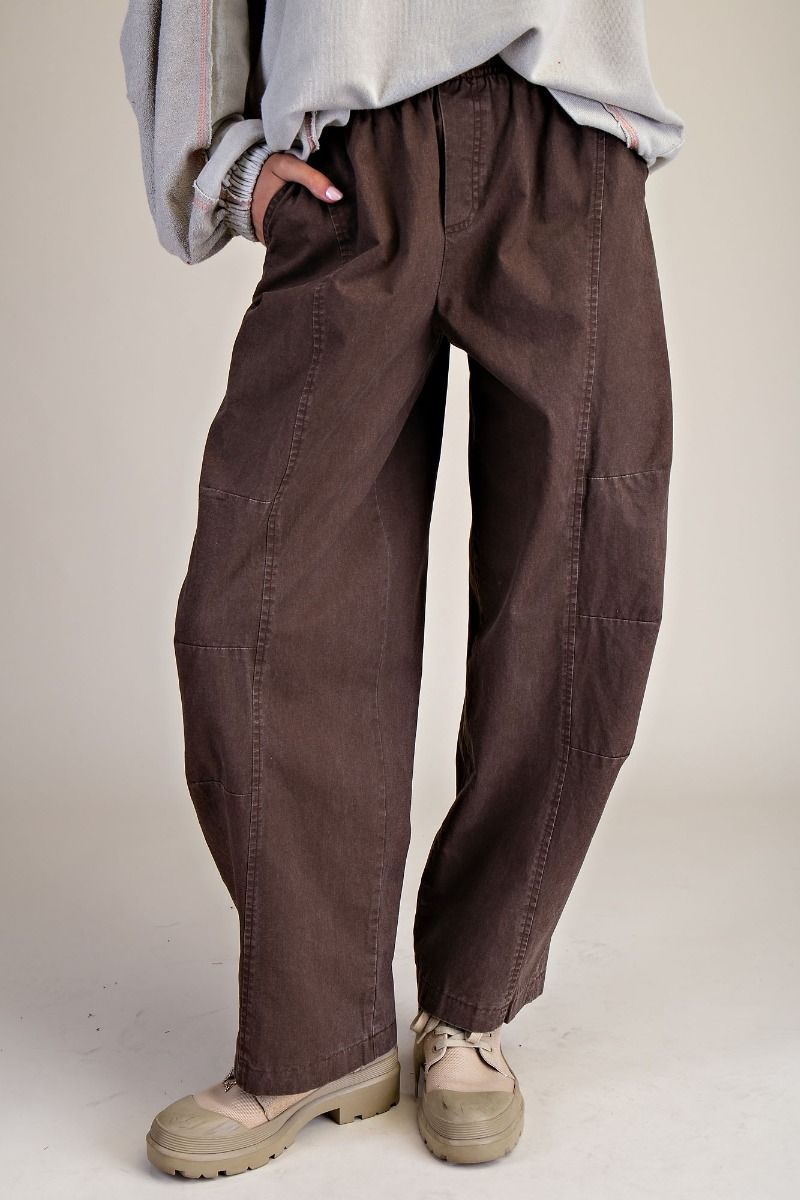 Brown Pull On Barrel Pant