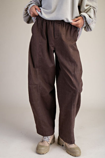 Brown Pull On Barrel Pant