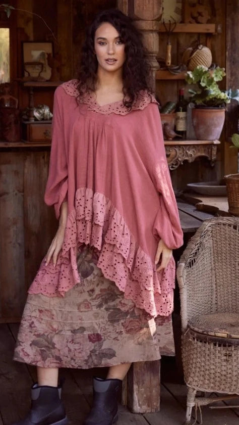 Florizel Cotton and Eyelet Top Antique Rose