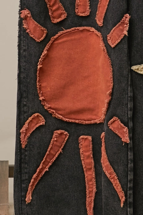 Sun Moon Star Patch Wide Overalls