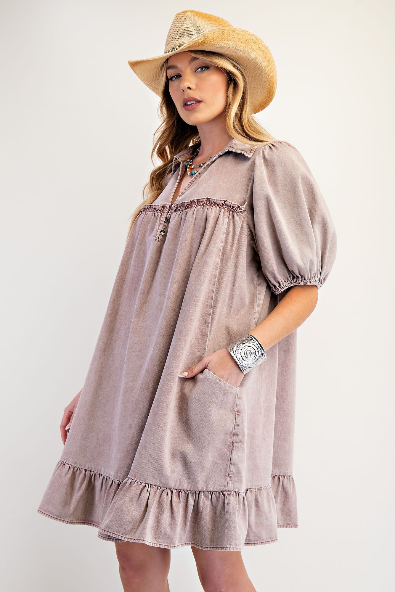Dusty Rose Front Pocket Dress