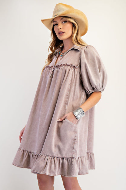Dusty Rose Front Pocket Dress
