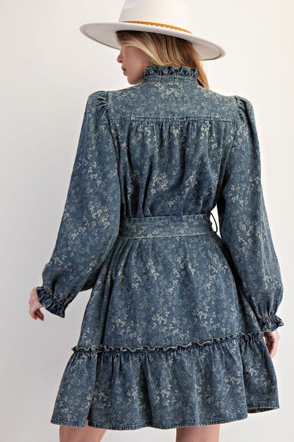 Dirty Denim Puff Sleeve Denim Dress
