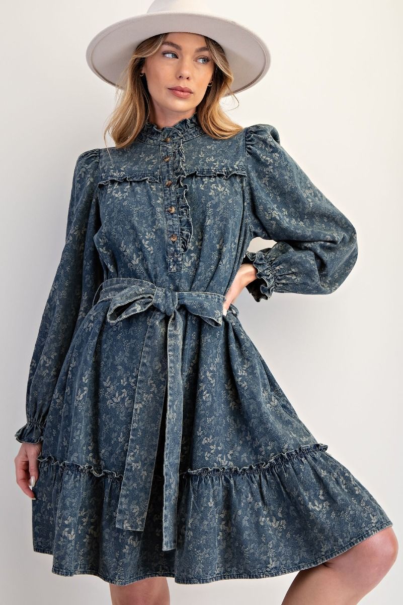 Dirty Denim Puff Sleeve Denim Dress