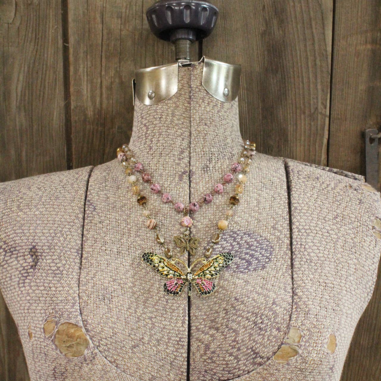 Fly High Butterfly Bling Layered Necklace