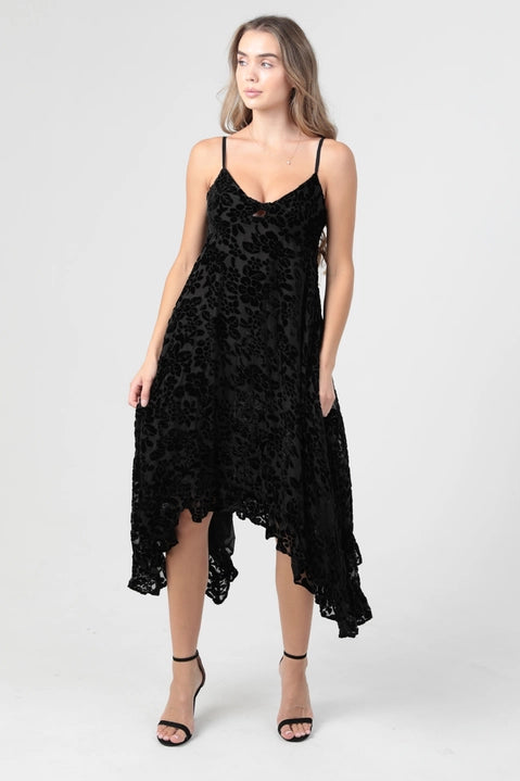 Black Velvet Burnout Dress