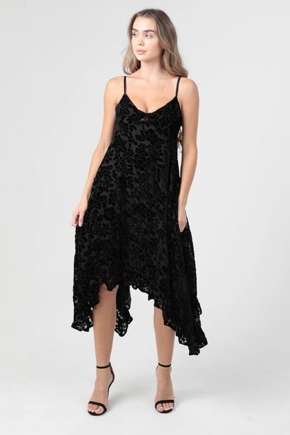 Black Velvet Burnout Dress