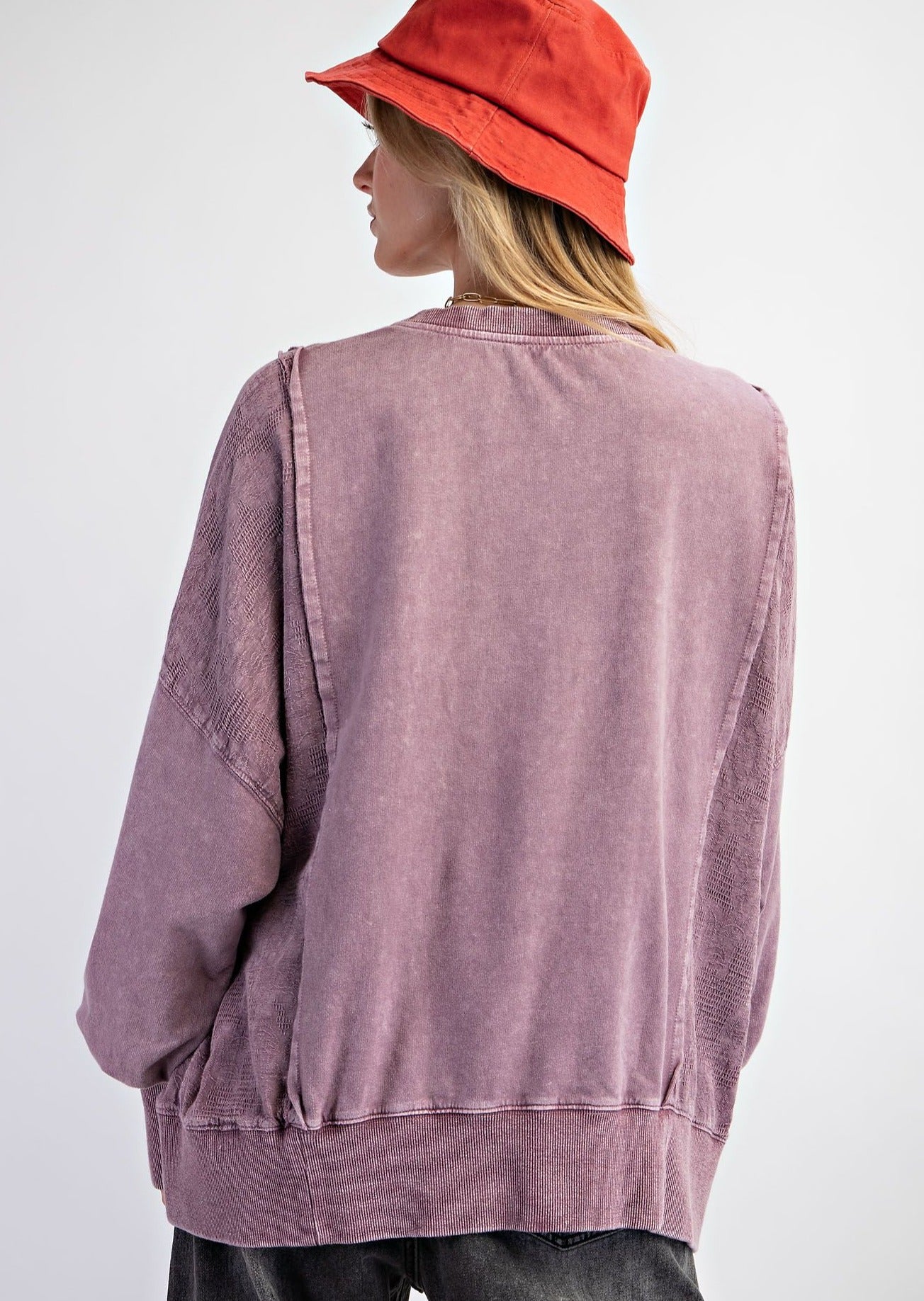 Mix Mineral Washed Terry Knit Top Violet 