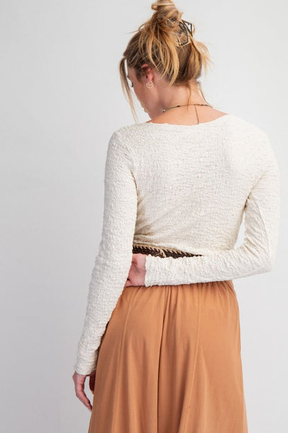 Popcorn Knit Fitted Top 