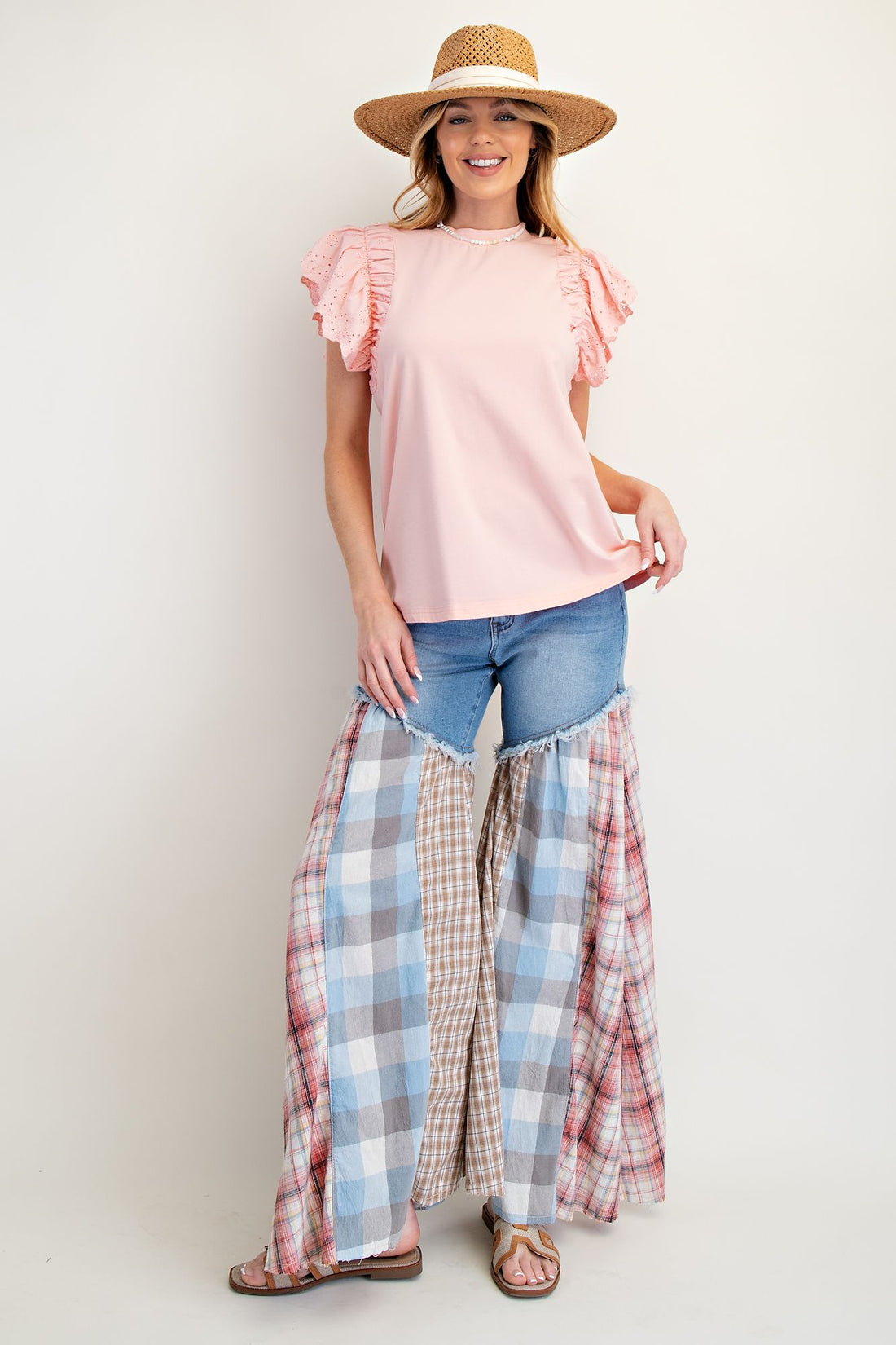 Eyelet Wing Sleeve Top