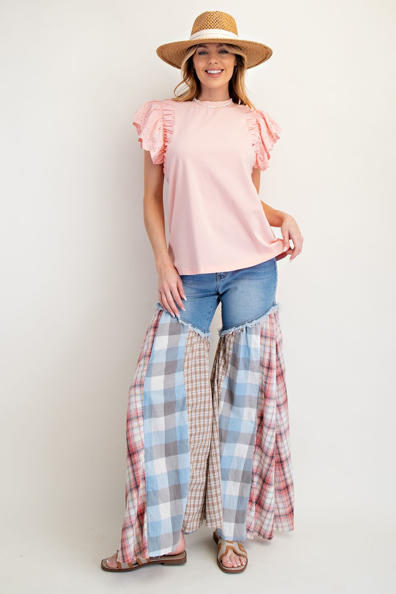 Eyelet Wing Sleeve Top