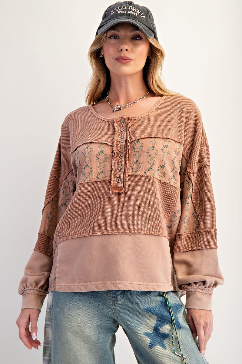 Camel Mix Medium Henley Top