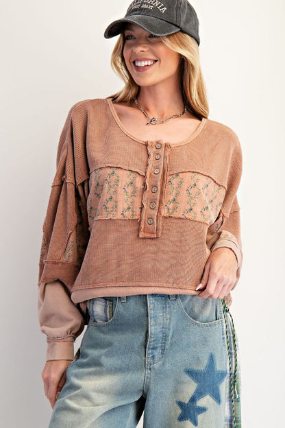 Camel Mix Medium Henley Top