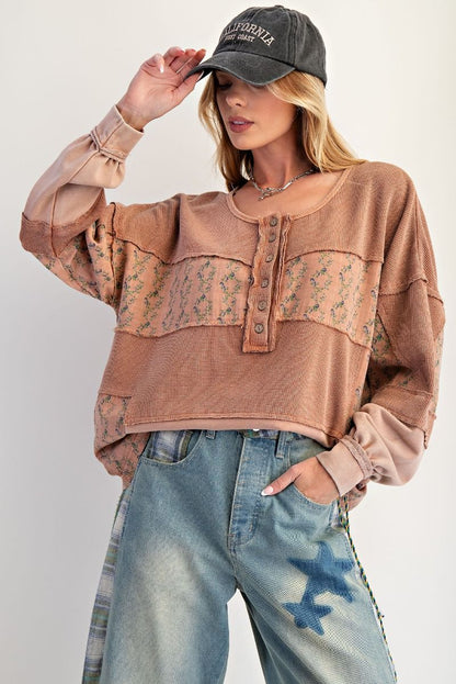 Camel Mix Medium Henley Top