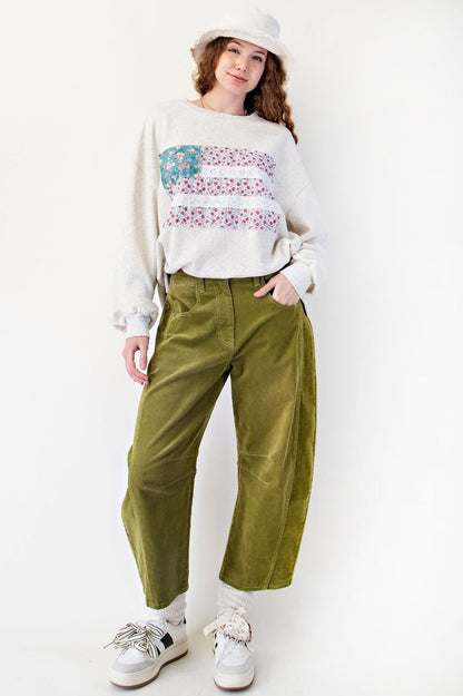 Green Juice Barrel Cut Pant