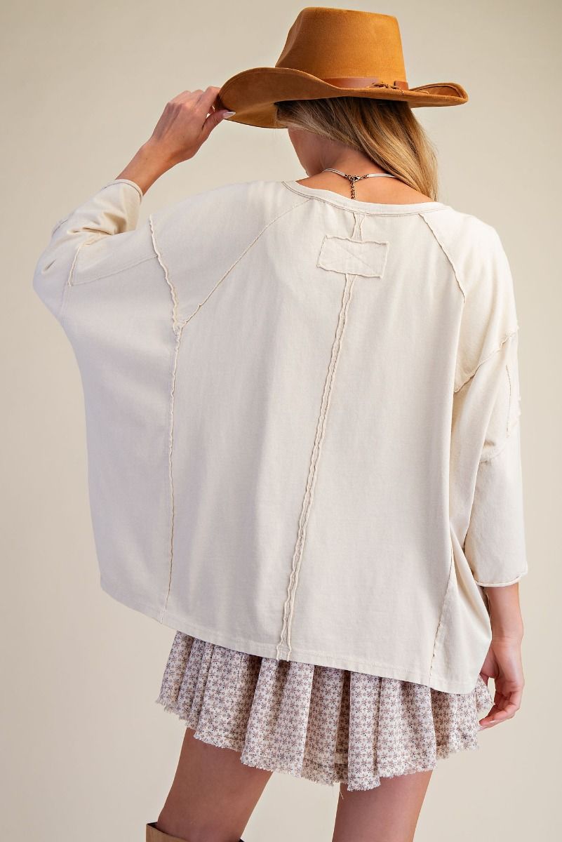 Oatmeal LOVE Applique Top