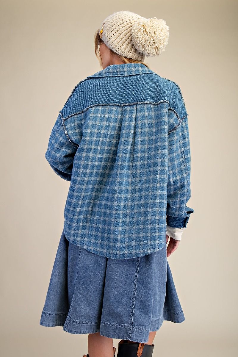 Washed Denim Plaid Shacket