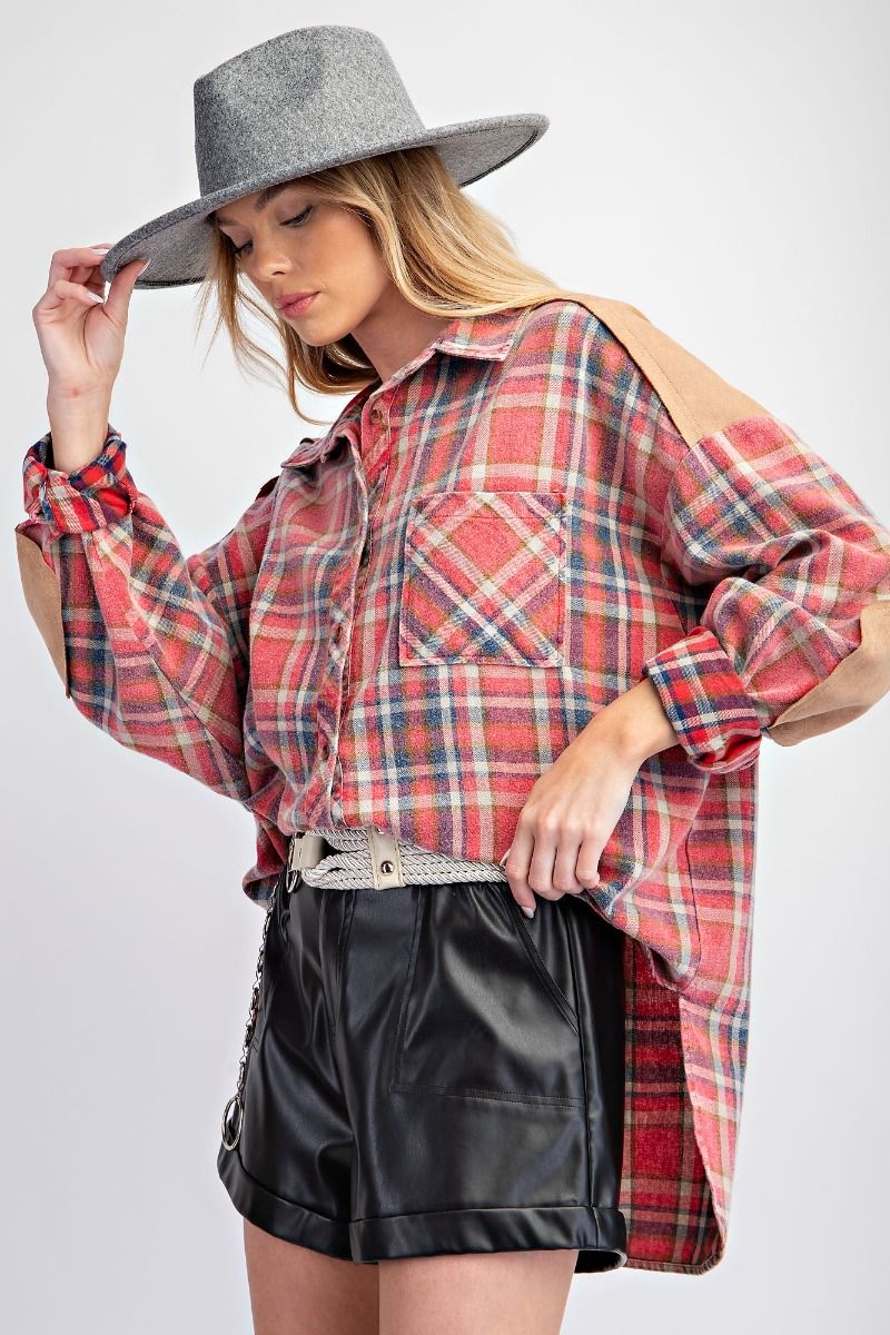 Plaid Acid Wash Button Up 