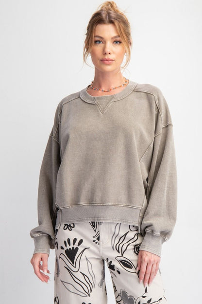 Olive Step Hem Sweatshirt 