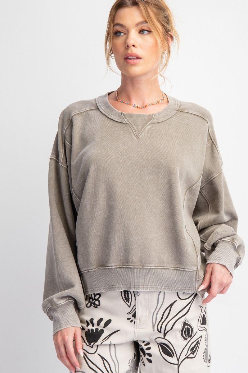 Olive Step Hem Sweatshirt 