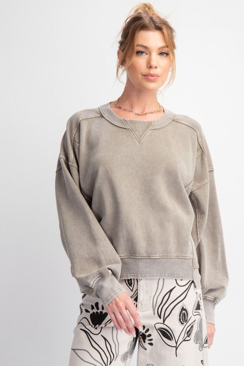 Olive Step Hem Sweatshirt 