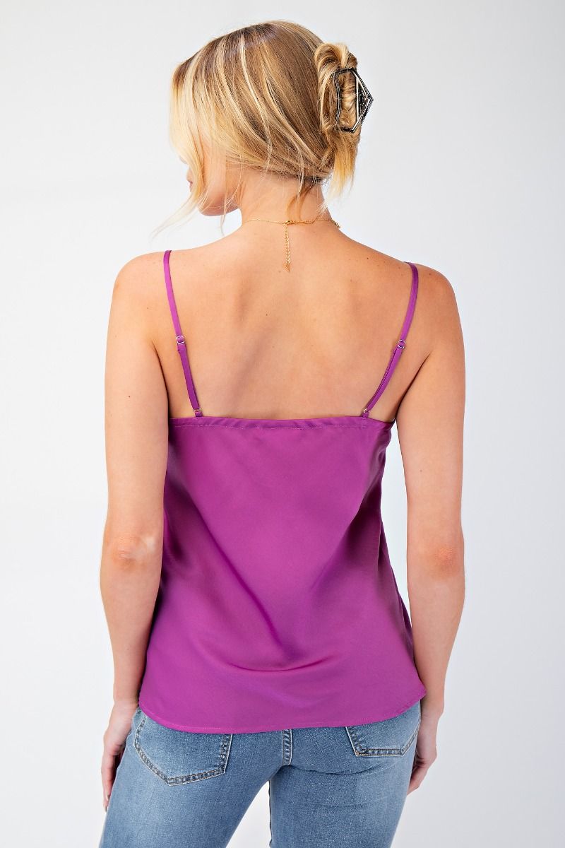 Lace Trim Satin Camisole - Vintage Vault Boutique