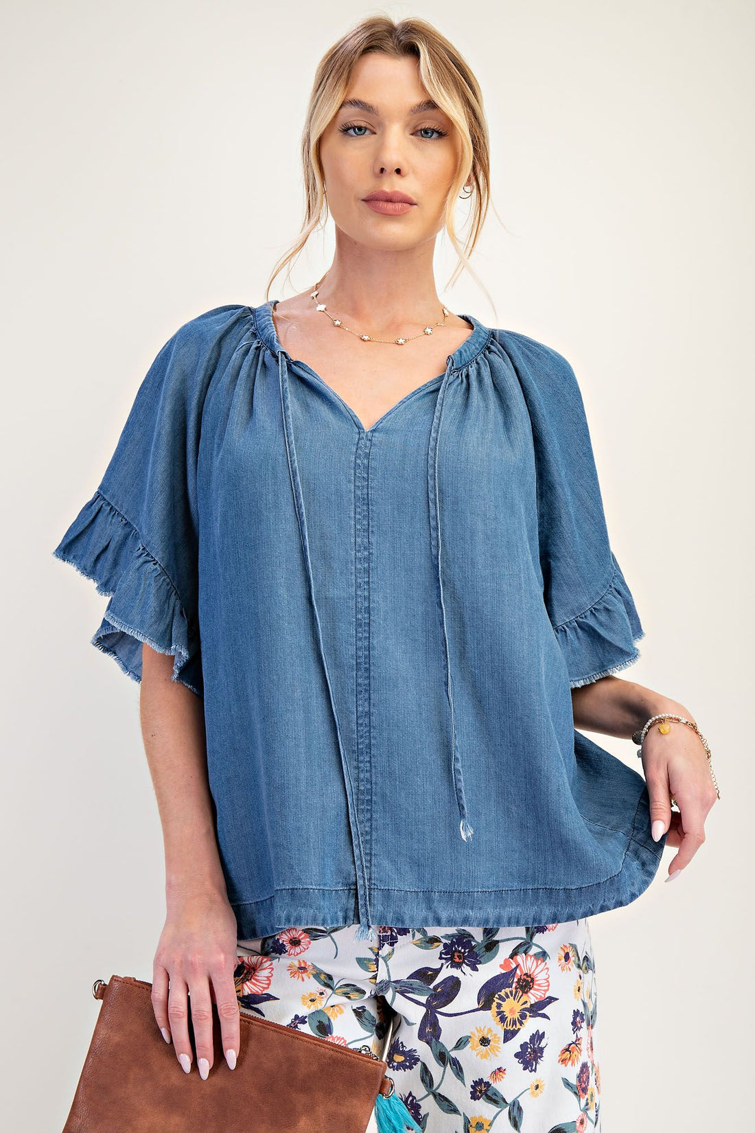 Chambray Woven Top