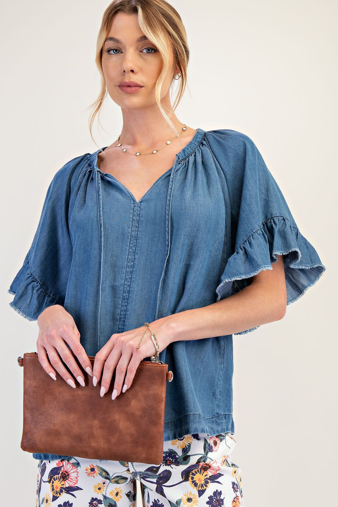 Chambray Woven Top