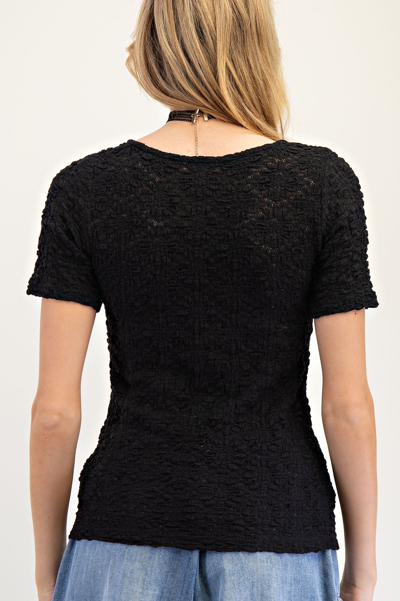 Short Sleeve Allover Lace Top