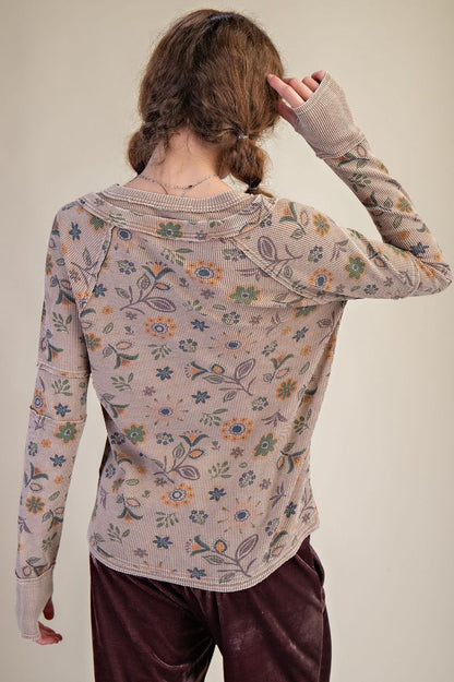 Floral Washed Henley