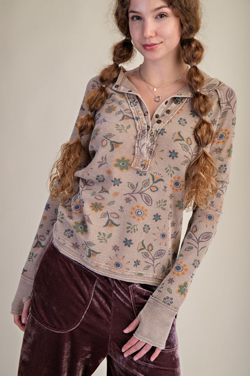 Floral Washed Henley